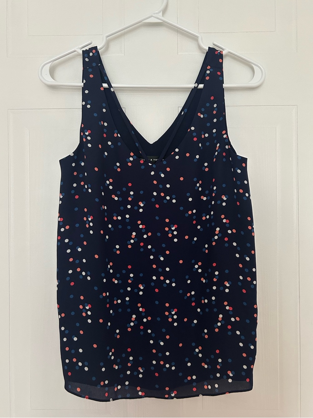 Willow & Thread Navy Polka Dot V-Neck Camisole - Women’s Size XS
